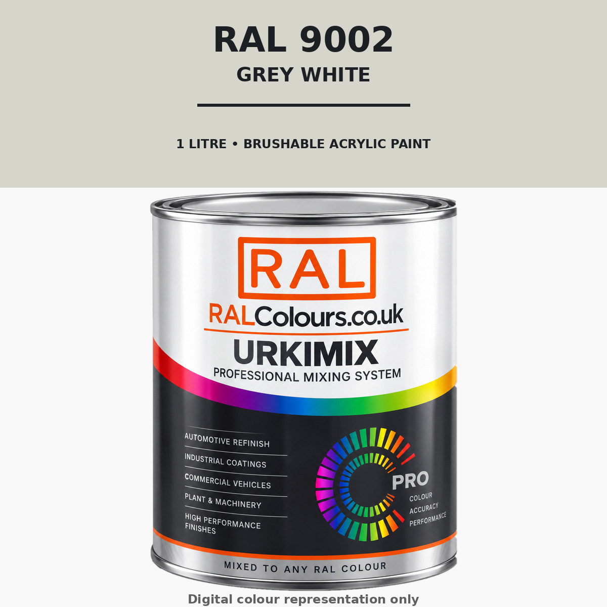 RAL 9002 Grey white Brushable Acrylic Paint 1 Litre Tin