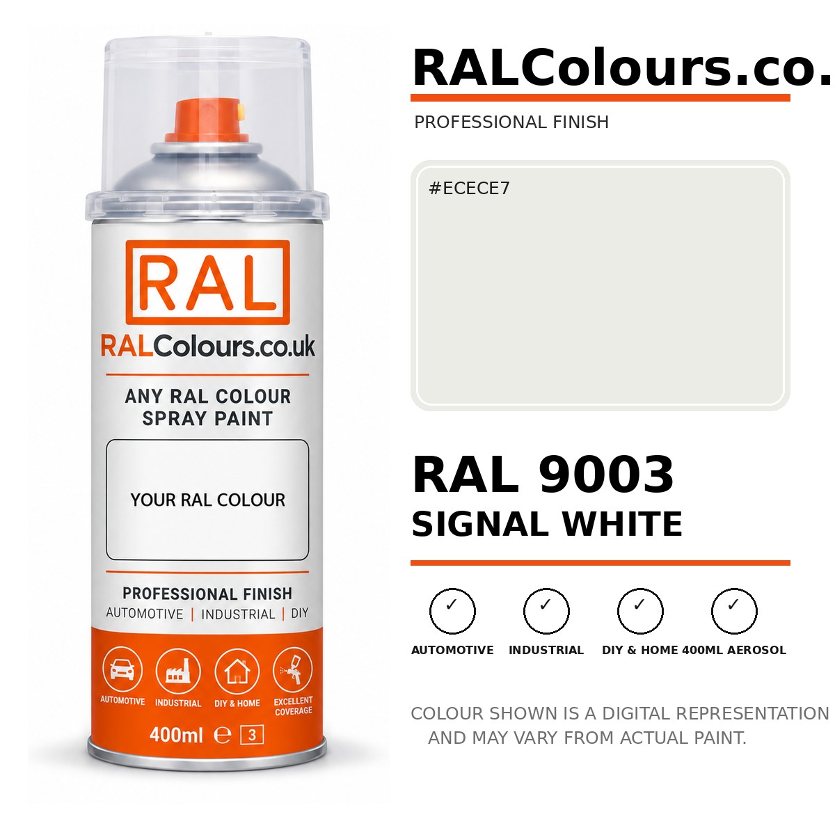 RAL 9003 Signal white Spray Paint Aerosol Can 400ml 400ml aerosol spray paint