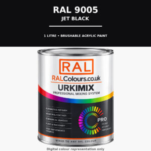RAL 9005 Jet black Brushable Acrylic Paint 1 Litre Tin