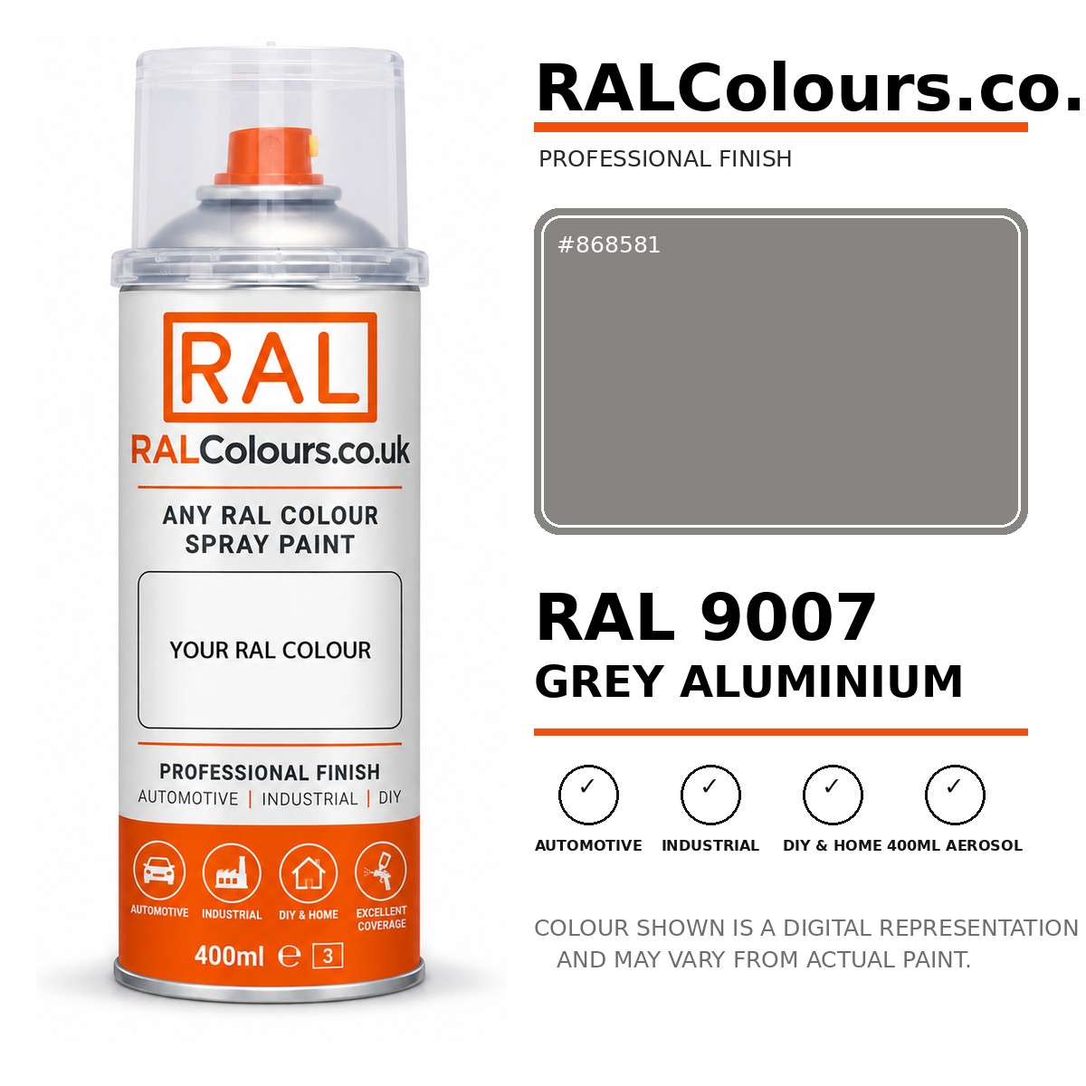 RAL 9007 Grey aluminium Spray Paint Aerosol Can 400ml 400ml aerosol spray paint