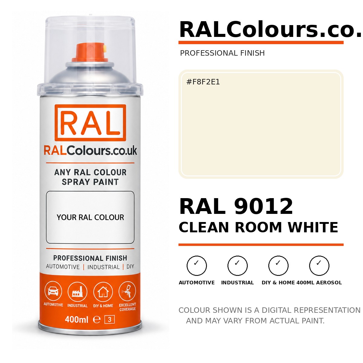 RAL 9012 Clean room white Spray Paint Aerosol Can 400ml 400ml aerosol spray paint