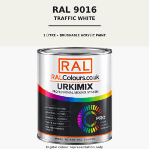 RAL 9016 Traffic white Brushable Acrylic Paint 1 Litre Tin