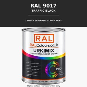 RAL 9017 Traffic black Brushable Acrylic Paint 1 Litre Tin