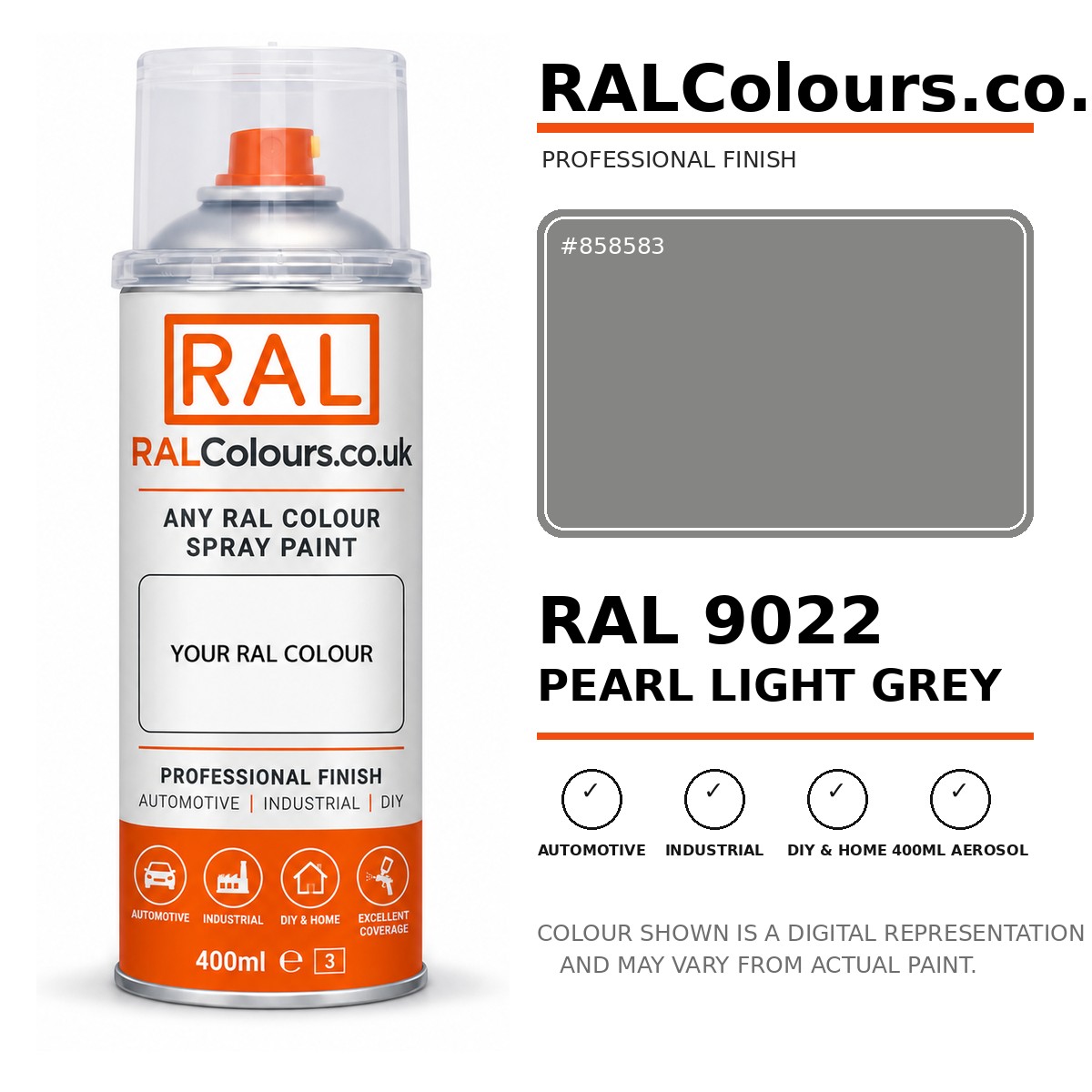 RAL 9022 Pearl light grey Spray Paint Aerosol Can 400ml 400ml aerosol spray paint